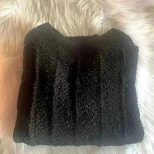 Black Shoedazzle Synched Waist Heavy Oversized Knitted Sweater Size XL